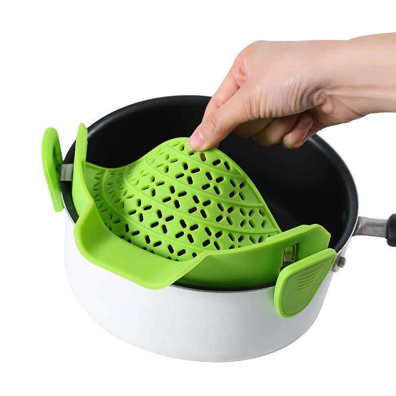 Utensílios de cozinha Tampa de silicone para drenagem lateral de panelas