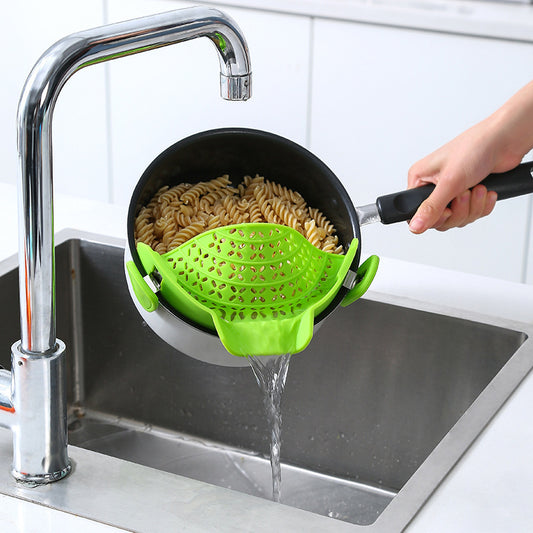 Utensílios de cozinha Tampa de silicone para drenagem lateral de panelas