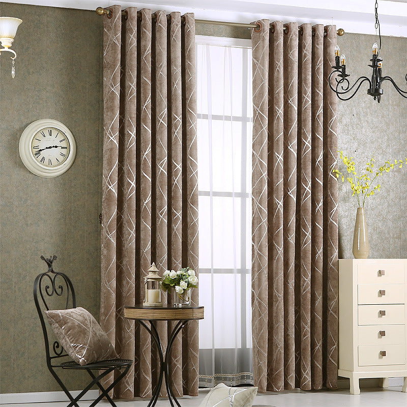 Cortinas blackout de chenille para sala de estar, modernas, simples e luxuosas, em cores sólidas