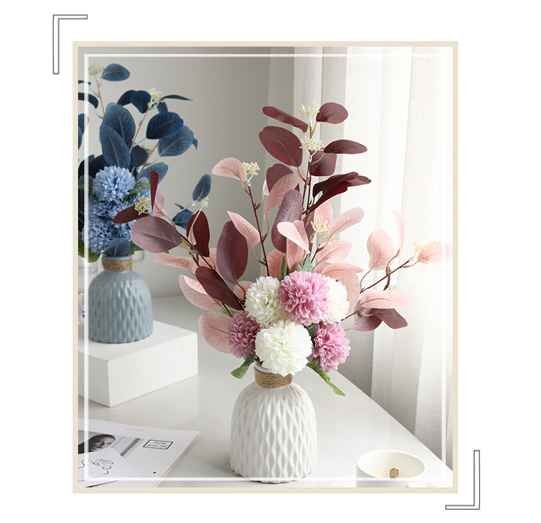 Home Decoration Essential Eucalyptus Leaves Chrysanthemum Bouquet Multi-color Optional Artificial Flower