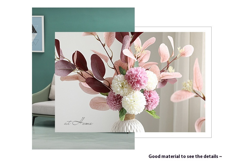 Home Decoration Essential Eucalyptus Leaves Chrysanthemum Bouquet Multi-color Optional Artificial Flower