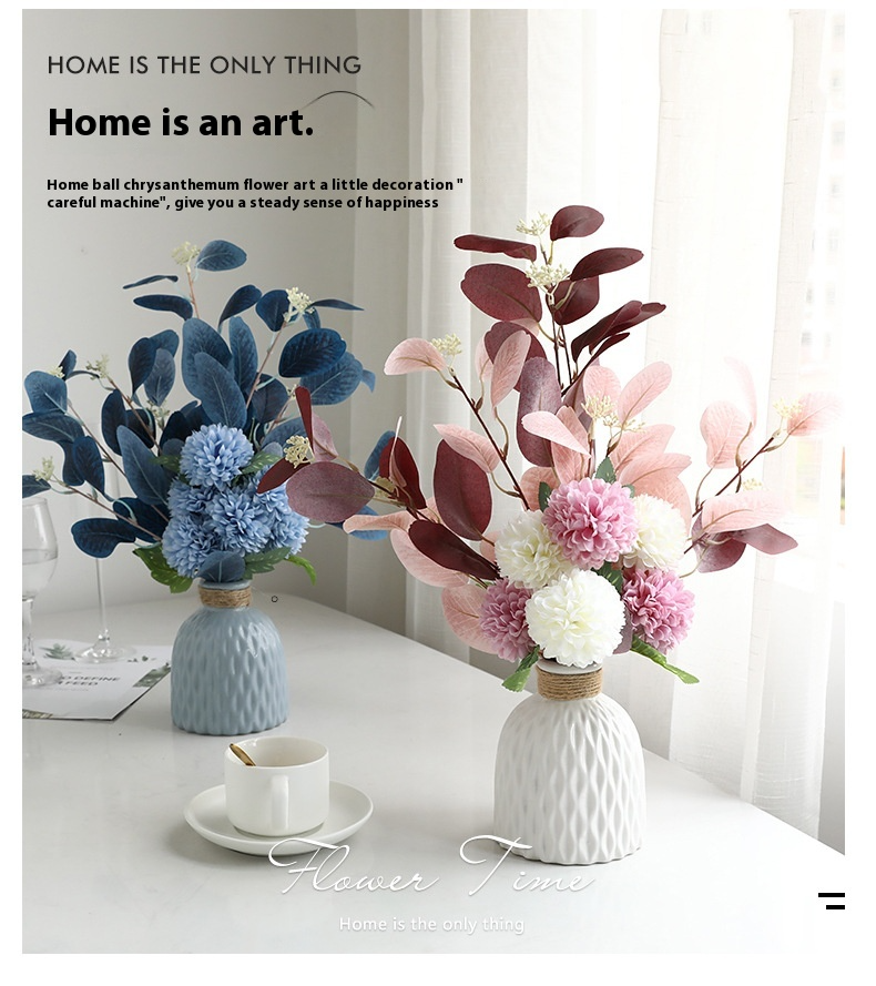 Home Decoration Essential Eucalyptus Leaves Chrysanthemum Bouquet Multi-color Optional Artificial Flower
