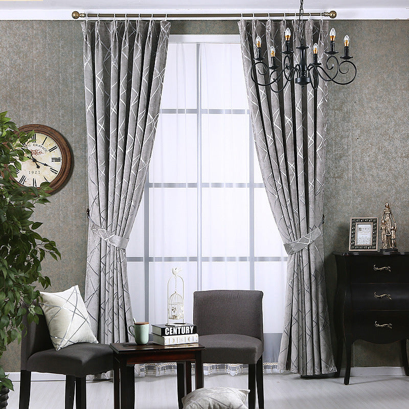 Cortinas blackout de chenille para sala de estar, modernas, simples e luxuosas, em cores sólidas