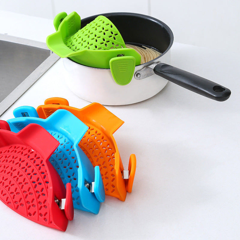 Utensílios de cozinha Tampa de silicone para drenagem lateral de panelas