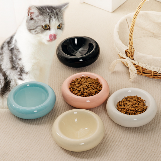 Tigela de cerâmica para gatos com modelagem de donuts criativos