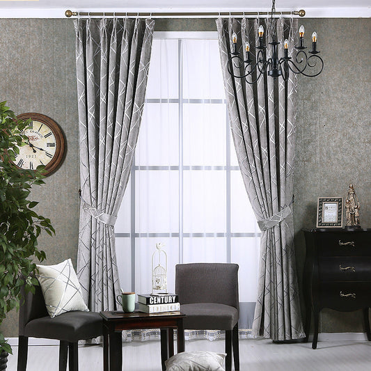 Cortinas blackout de chenille para sala de estar, modernas, simples e luxuosas, em cores sólidas